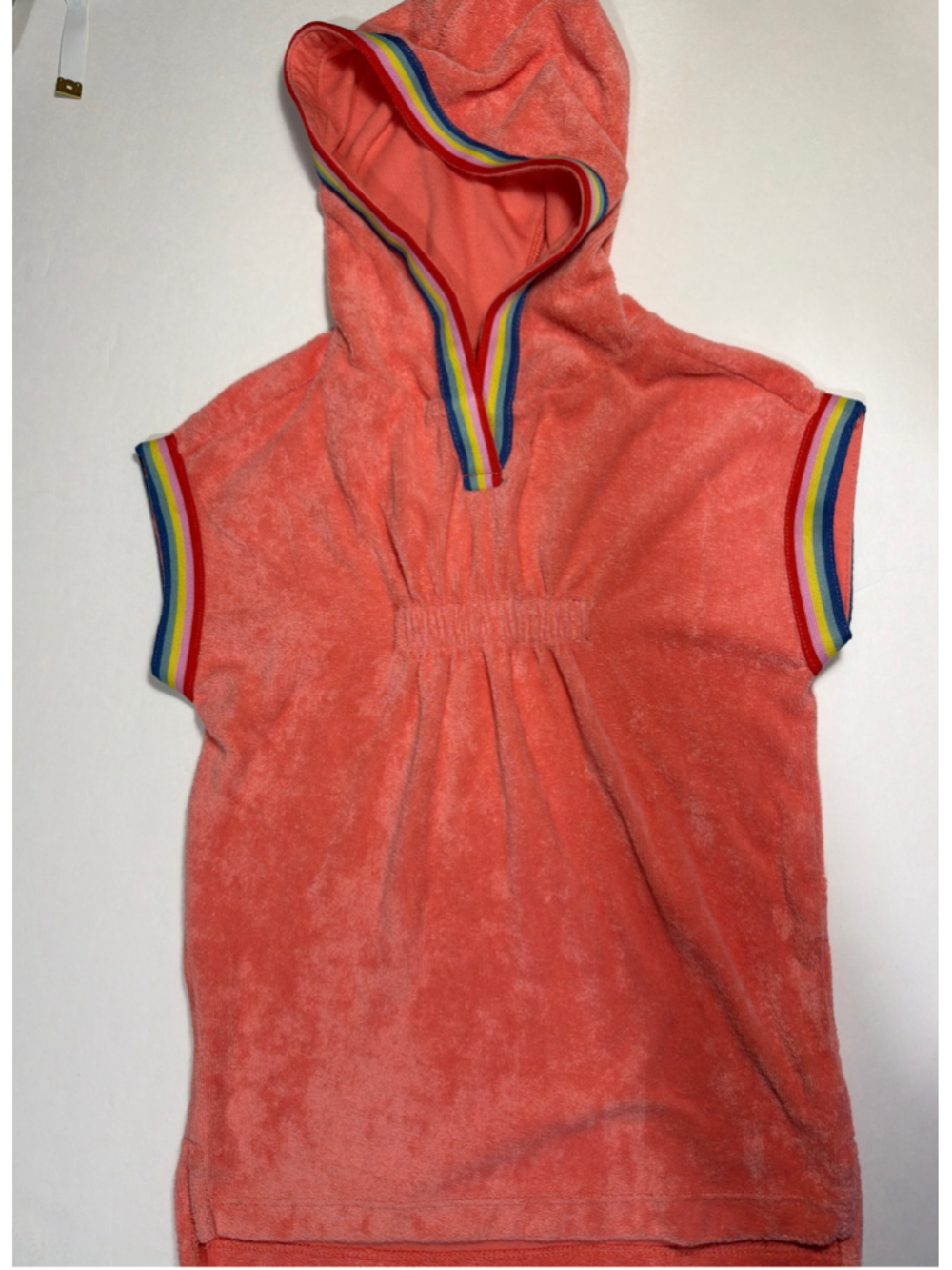 Hanna Andersson Coral Rainbow Terry Toweling Cloth Hooded Swim Coverup Size 2T
